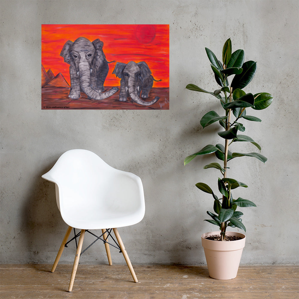 Elephants at Sunset - Wall Art